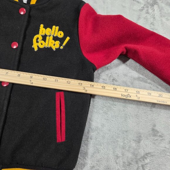Disney Jacket Boys 4 Black Red Mickey Mouse & Pluto Varsity Letterman Bomber - Picture 6 of 7